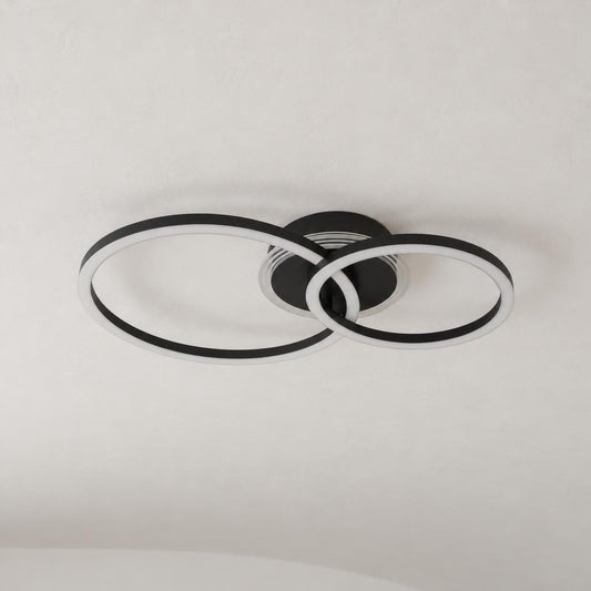 Modern svart taklampa med ringar Loretta – miljöbild