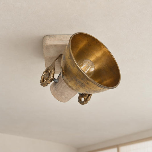 Mexlite Gearwood Wooden and Bronze Spotlight – lifestyle image