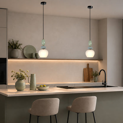 Lâmpada pendente esbelta de vidro branco e pedra Anne Light Vetrass – imagem 2