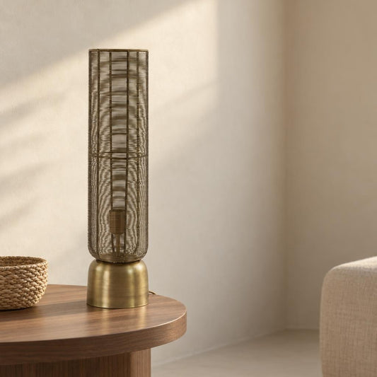 Bronzefarvet bordlampe i metal Light & Living Lezuza – stemningsbillede
