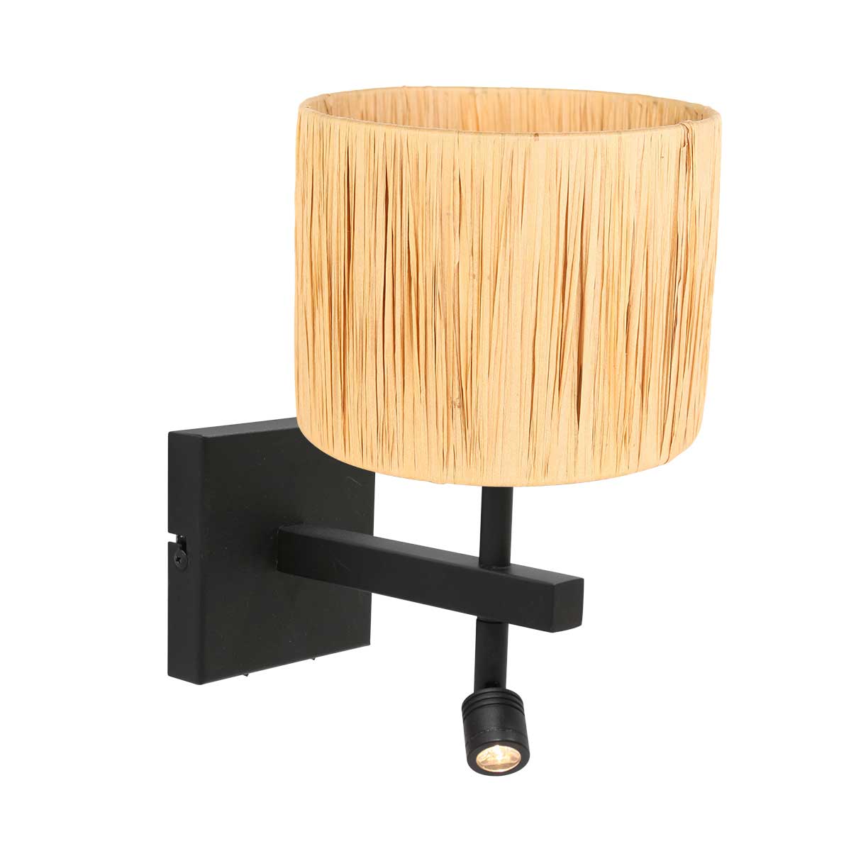 wandlamp-zwart-met-houtkleurige-kap-steinhauer-stang-main-image