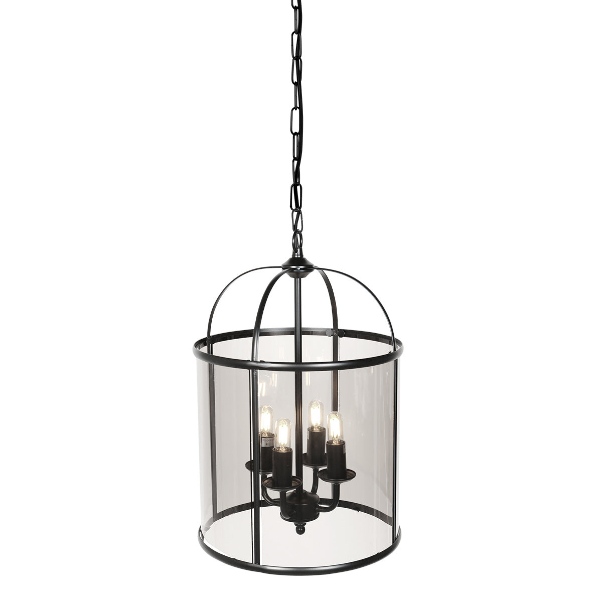 Steinhauer Pimpernel Black 4-Light Pendant with Smoked Glass