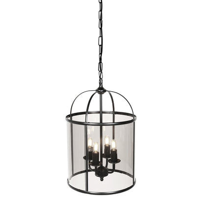 Steinhauer Pimpernel Black 4-Light Pendant with Smoked Glass
