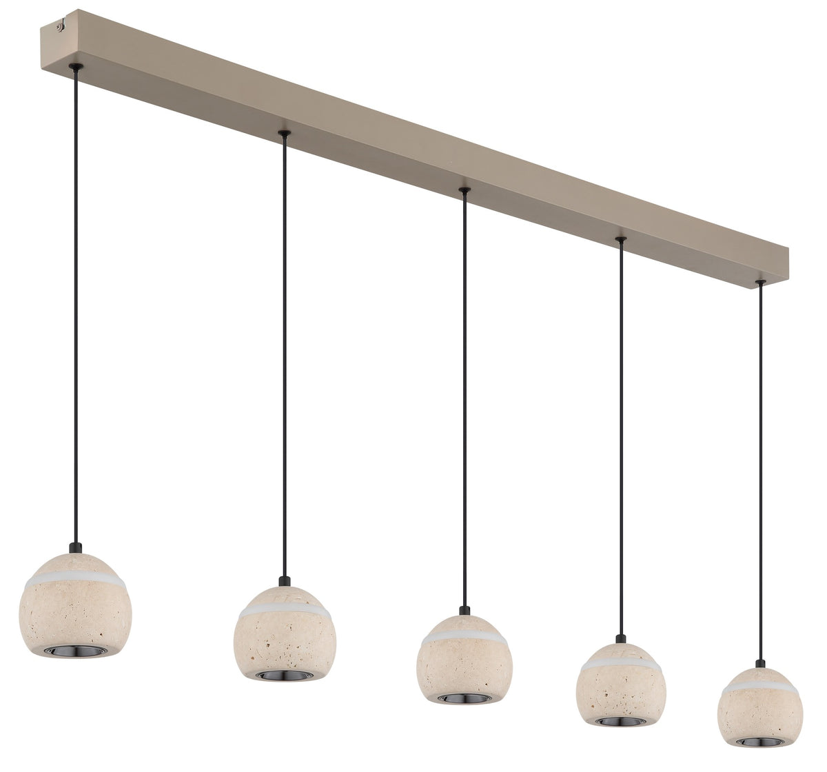 Grande lampada a sospensione LED in travertino color sabbia – immagine 1