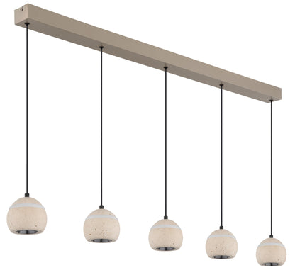 Grande lampada a sospensione LED in travertino color sabbia – immagine 1