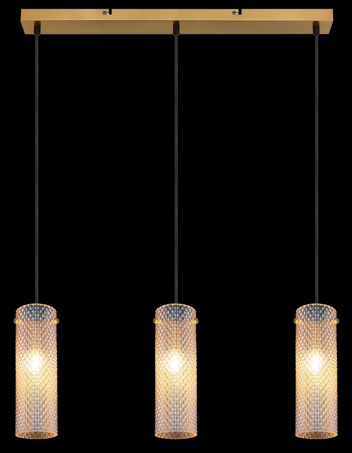 Grande lampadario a 3 luci in vetro dorato – immagine 5