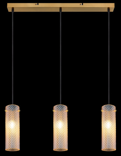 Grande lampadario a 3 luci in vetro dorato – immagine 5