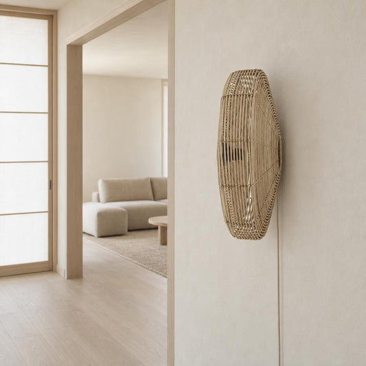 Brun væglampe i rattan Light & Living Mataka – stemningsbillede