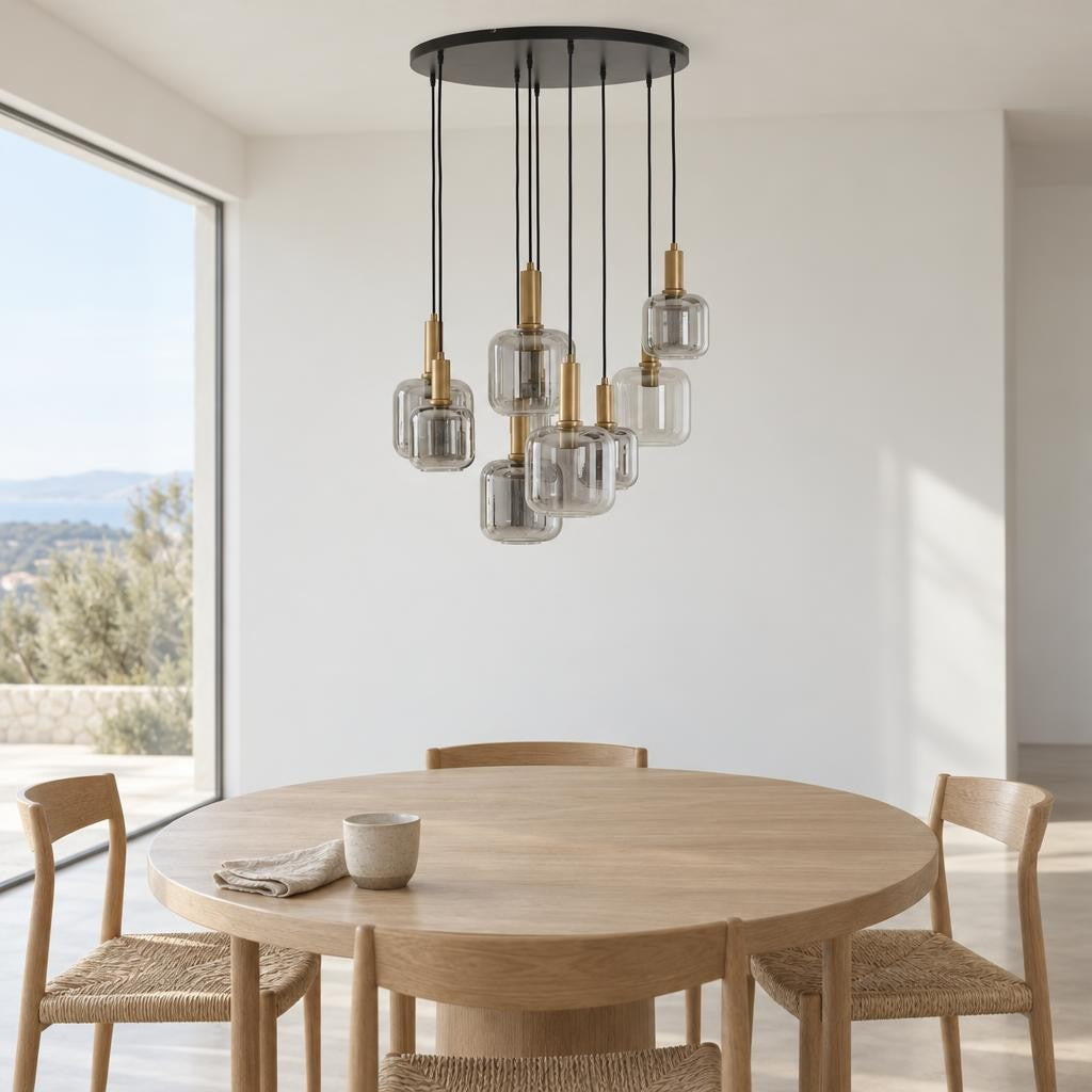 Glazen hanglamp Light & Living Lekar – brons – sfeerbeeld