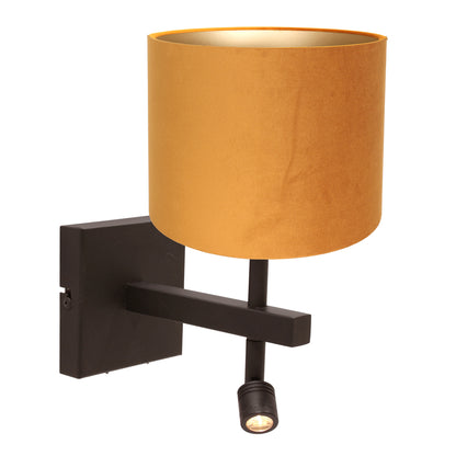 hotel-chique-wandlamp-cacao-met-zwarte-kap-en-gouden-binnenzijde-steinhauer-stang-main-image