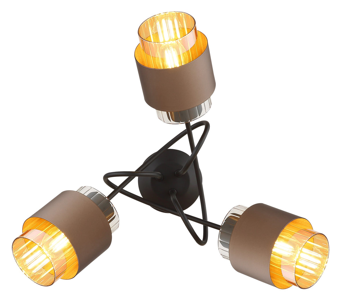 Charmende sorte glasmæssige 3 lyskilder loftlampe – billede 2