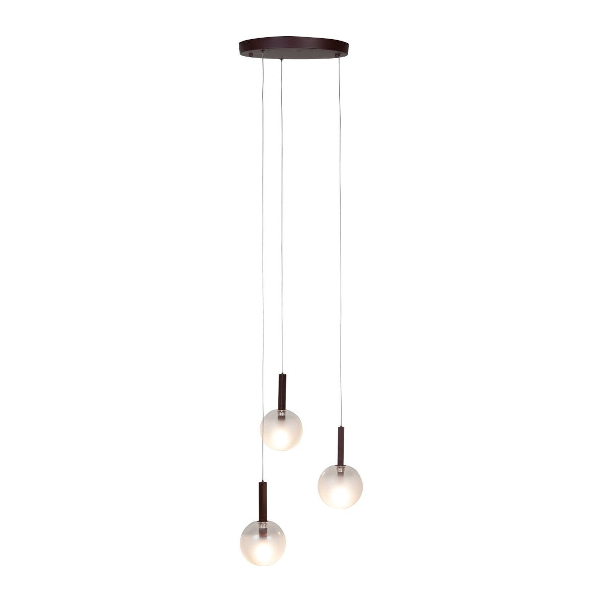 Bordeauxrode glazen hanglamp met drie bollen It's About RoMi Murano