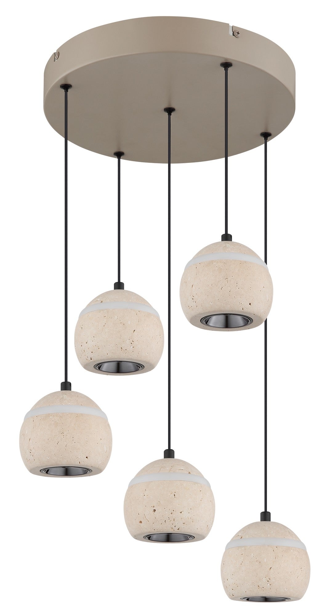 Luz pendente de travertino bege de tamanho médio com LED – imagem 1