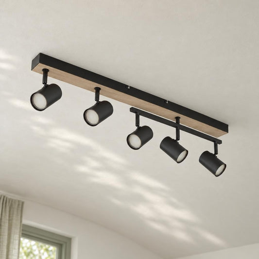 Globo Robby loftspot sort/natur 5 spots – stemningsbillede