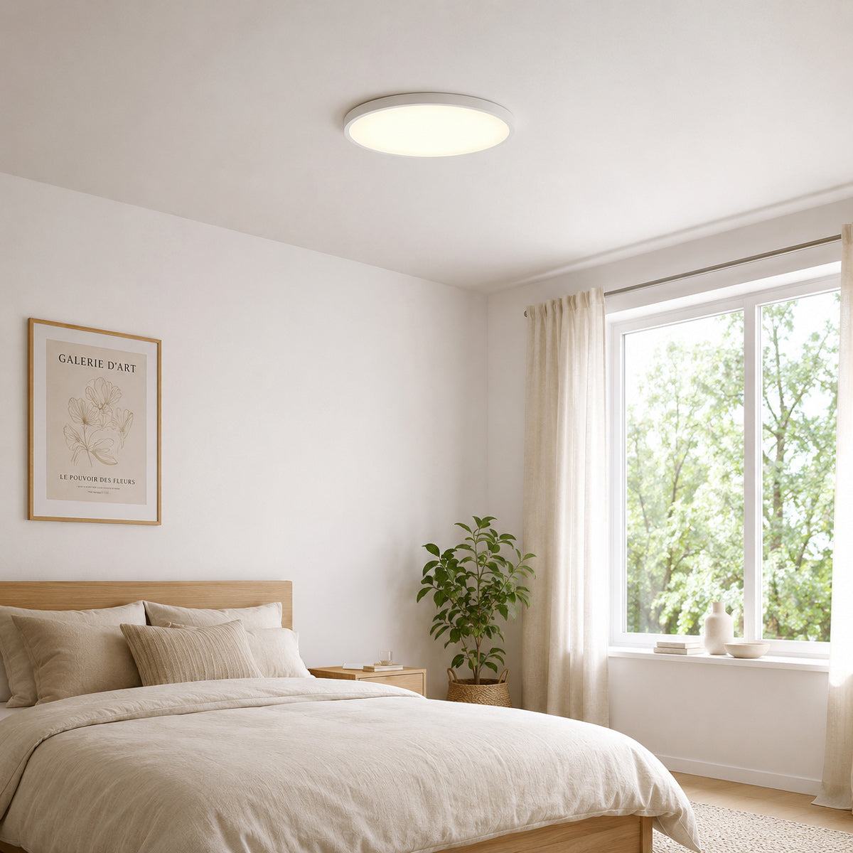 Biała okrągła plafoniera LED Steinhauer Flady Ø 50 cm – zdjęcie 2