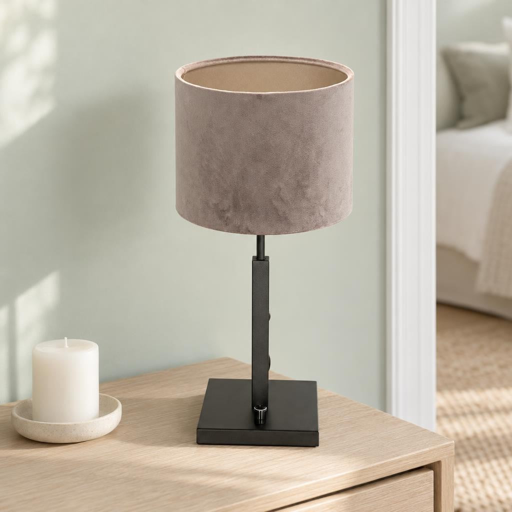 Steinhauer Stang Black Table Lamp with Grey Shade – lifestyle image