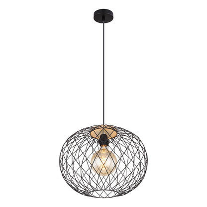 zwart-bruine-hanglamp-rasterkap-metaal-hout-globo-lacky-main-image