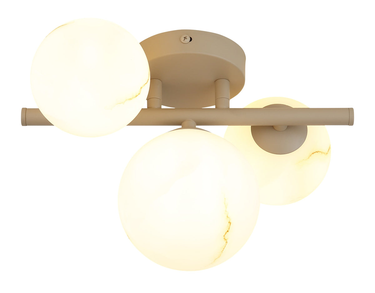 Lampadario metallico a 3 luci color sabbia elegante – immagine 6
