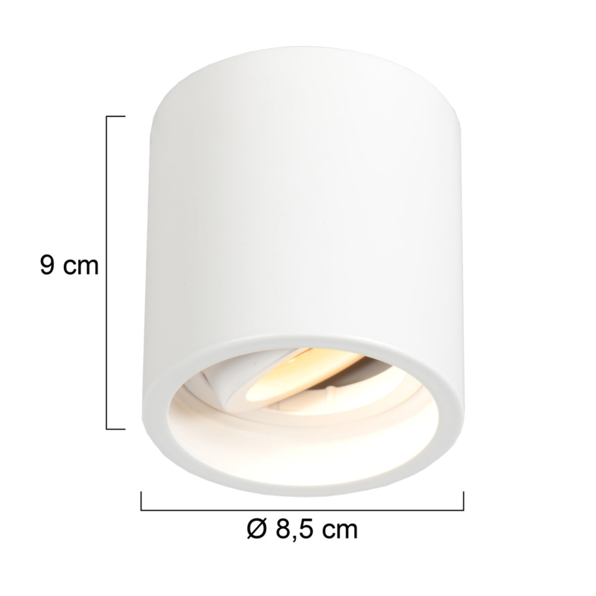 Witte Steinhauer Pelite opbouwspot – modern en kantelbaar – maattekening