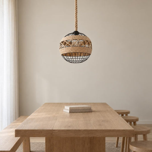 Obolg Ulleu hanglamp naturel met henneptouw Ø30 cm – sfeerbeeld