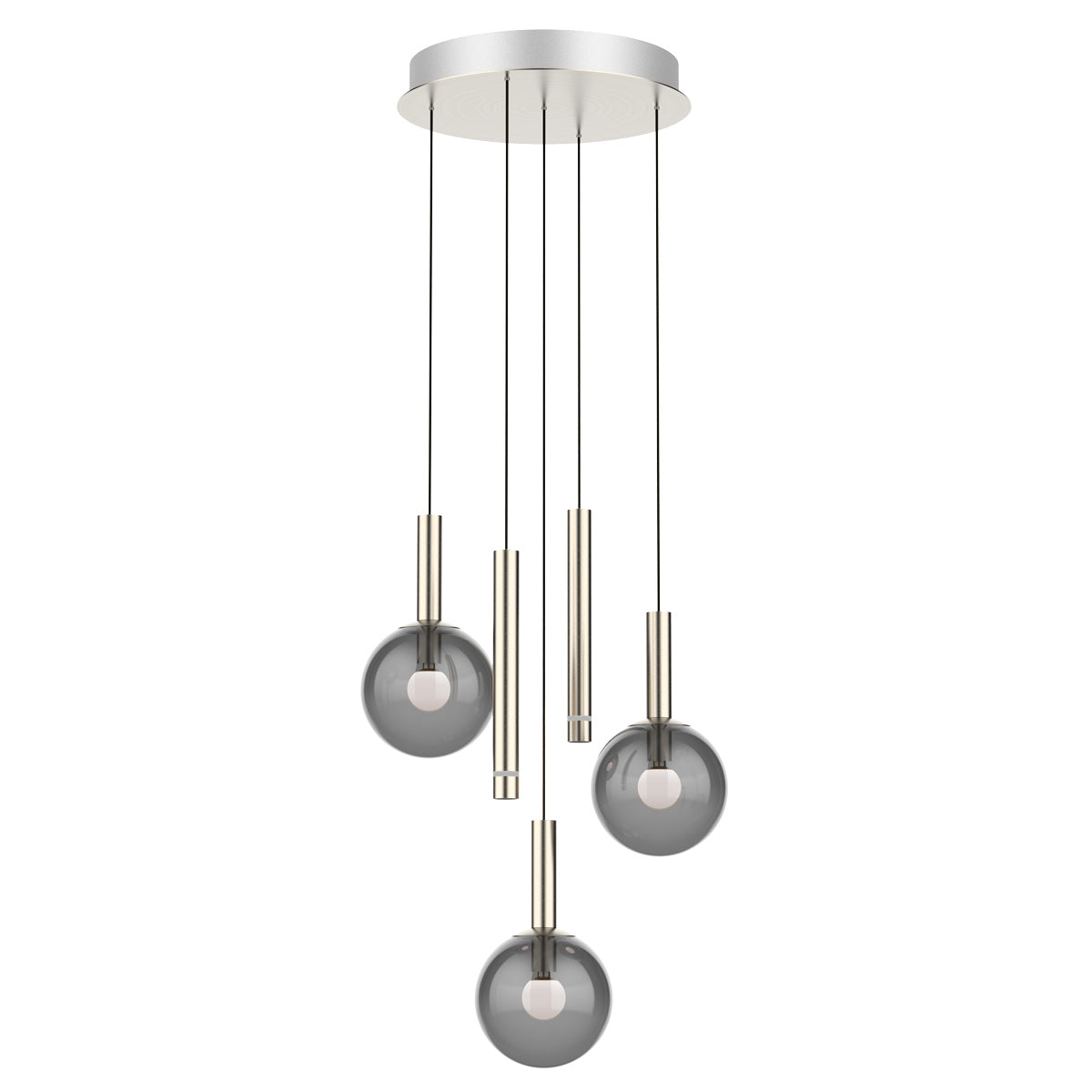 Lustre de 5 luzes em metal com vidro fumê e dim to warm Steinhauer Volari – imagem 1