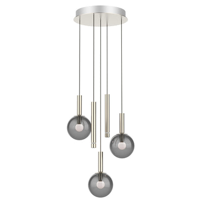 Lustre de 5 luzes em metal com vidro fumê e dim to warm Steinhauer Volari – imagem 1