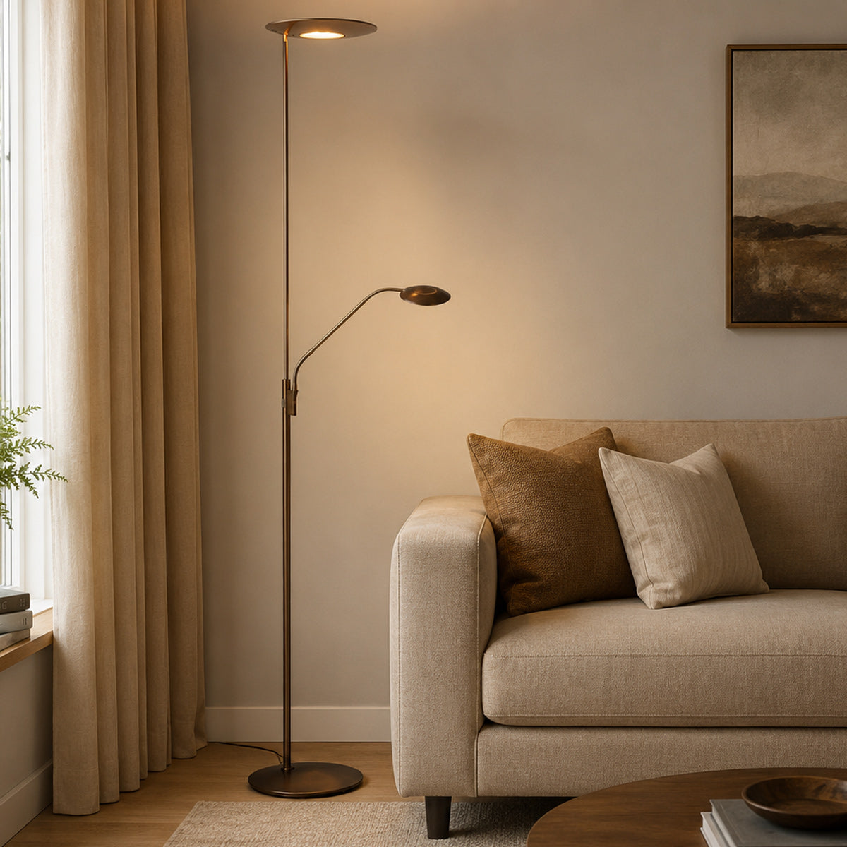 Steinhauer Zenith 2 bronz állólámpa uplight-tal és olvasókarral – 3. kép