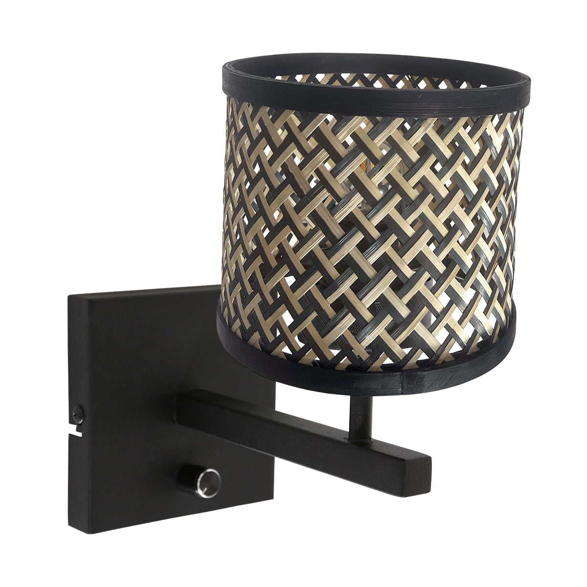 zwarte-moderne-wandlamp-met-rieten-kap-steinhauer-stang-main-image