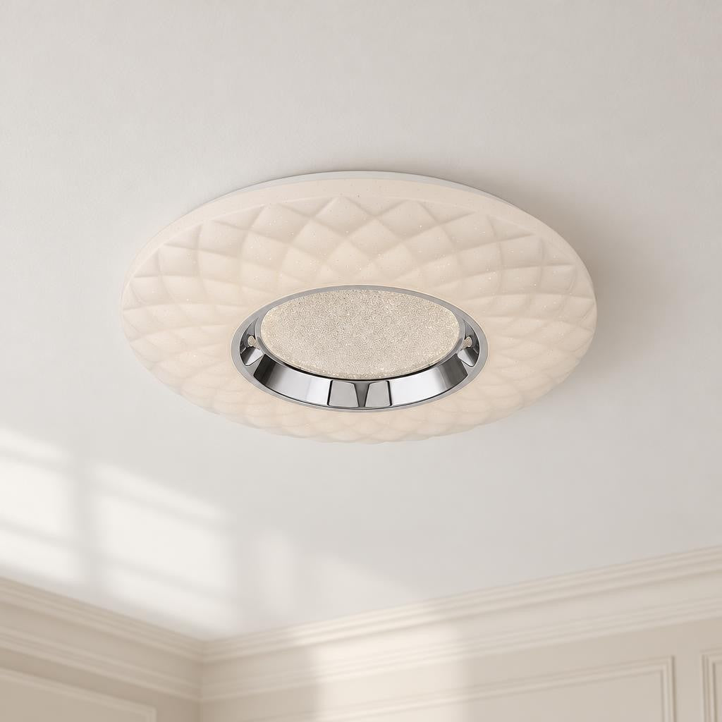 Obolg Magnifique -kattovalaisin, valkoinen LED Ø 49 cm – tunnelmakuva