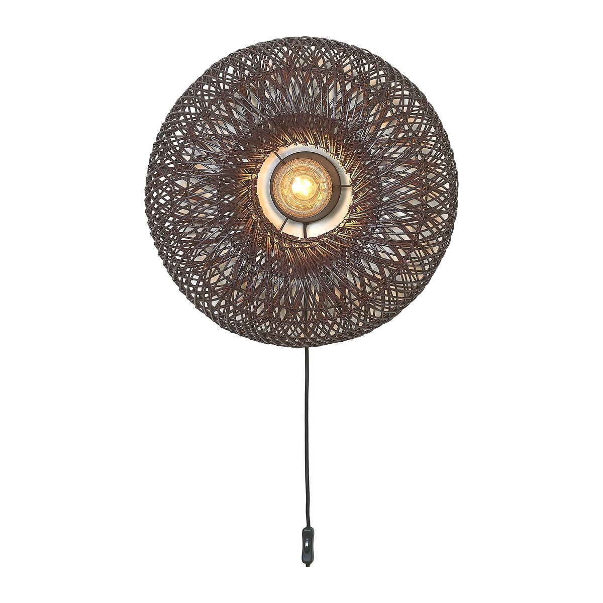 Bordeauxrode rotan wandlamp met vlechtkap GOOD&MOJO Arizona