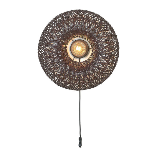 Bordeauxrode rotan wandlamp met vlechtkap GOOD&MOJO Arizona