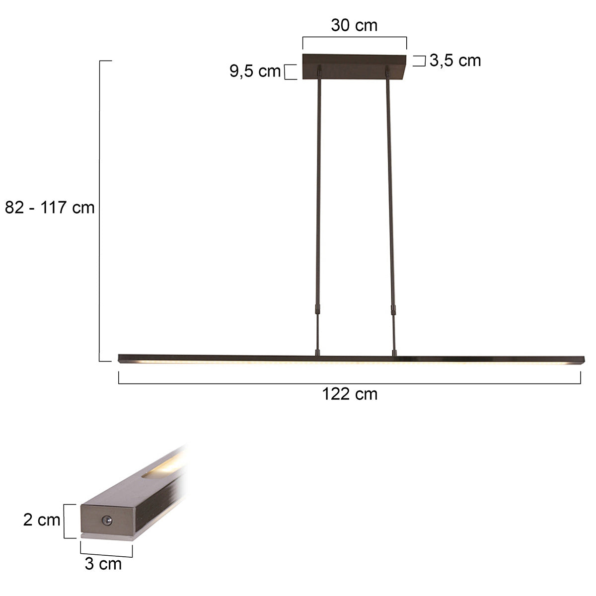 Steinhauer Zelena LED-pendellampa för matbord – måttskiss