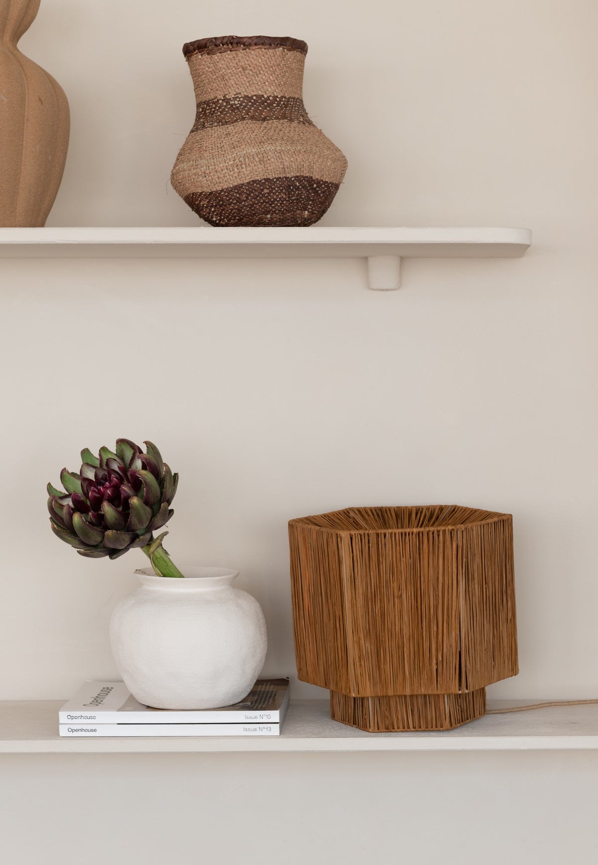 Piccola lampada da tavolo in raffia marrone GOOD&MOJO Panama – disegno con le misure