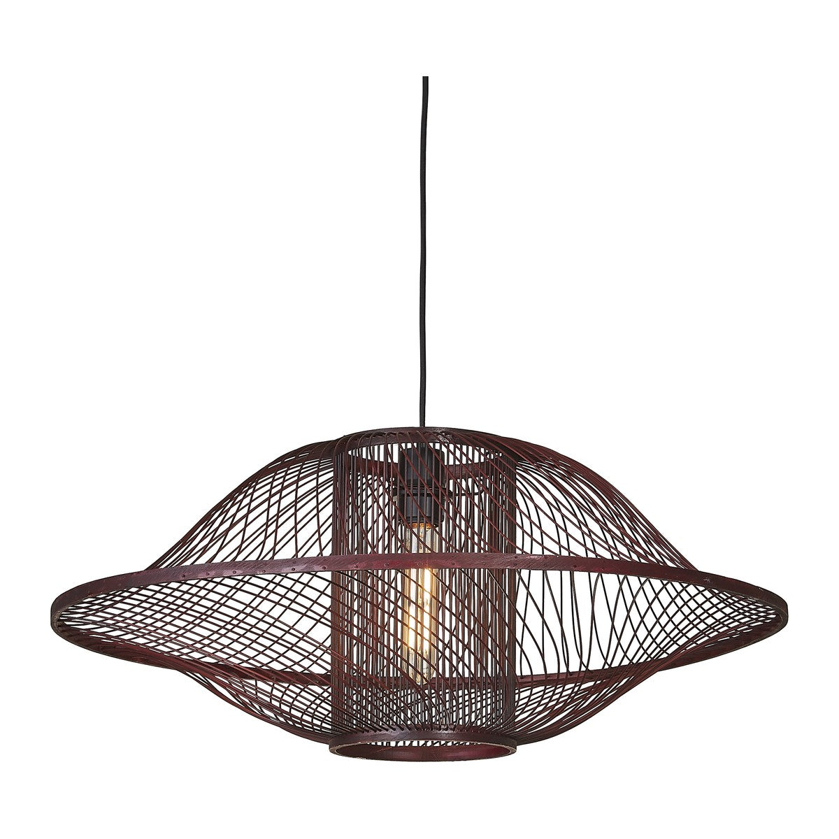 Bordeauxrode bamboe hanglamp met open vlechtwerk GOOD&MOJO Maui