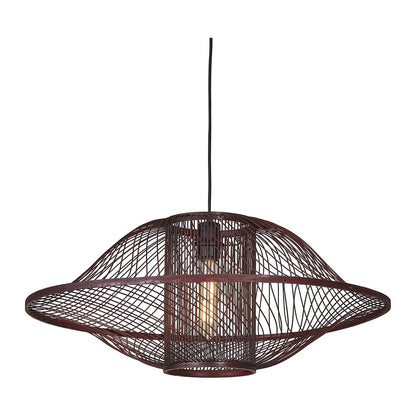 Bordeauxrode bamboe hanglamp met open vlechtwerk GOOD&MOJO Maui