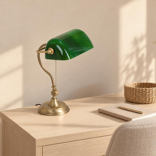Lampada da tavolo Belana bronzo e vetro | Mexlite – foto d'ambiente
