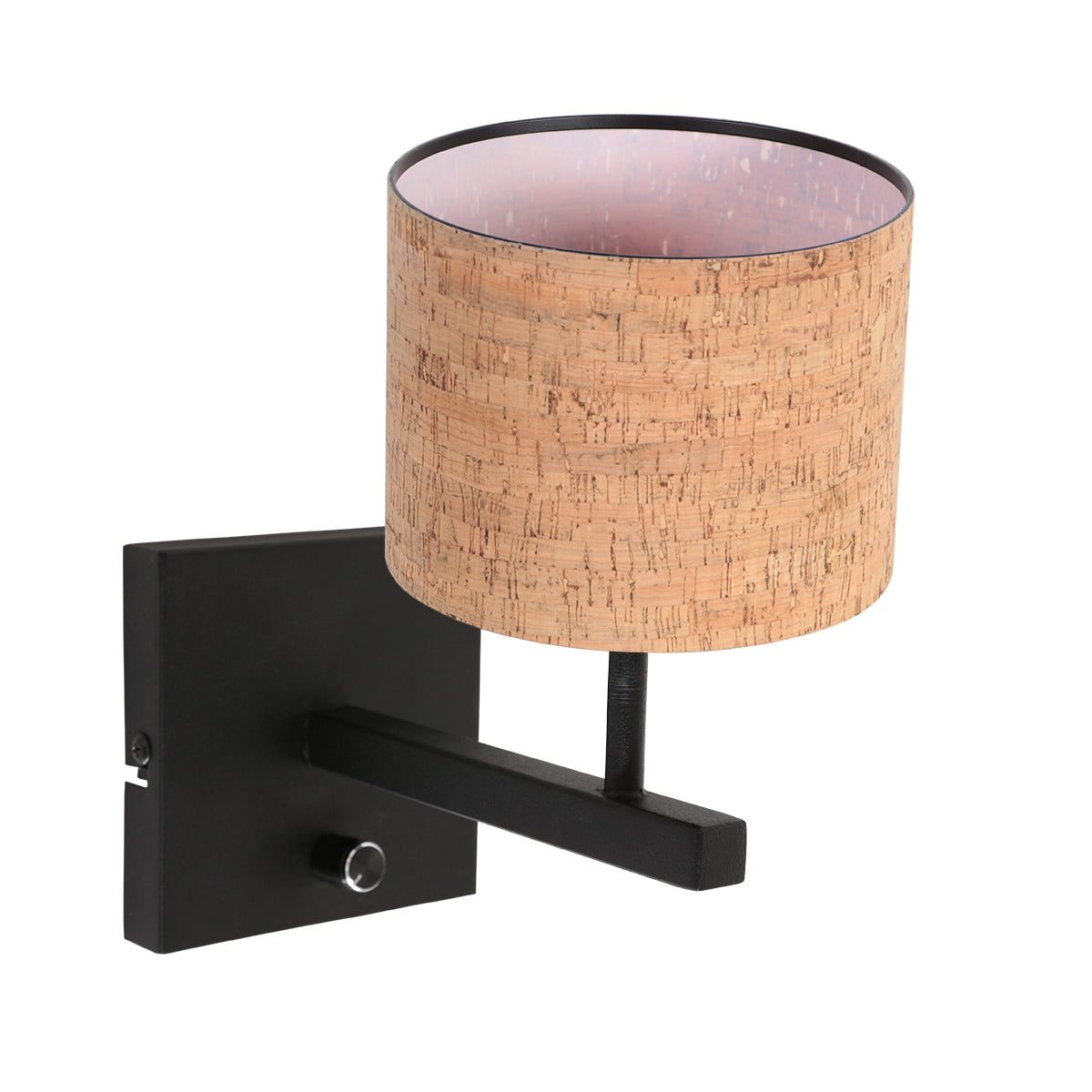 minimalistische-zwarte-wandlamp-met-kurken-kap-steinhauer-stang-main-image