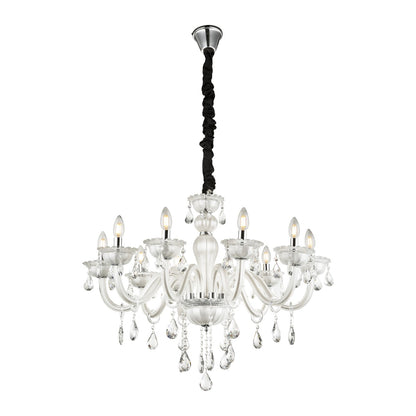 Grande lampadario di vetro bianco
