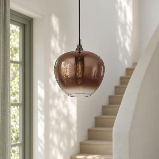 MAXY Pendant Light in Red Glass and Black Chrome – lifestyle image