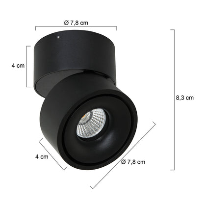 Mexlite Fez Black zwarte LED-opbouwspot – maattekening