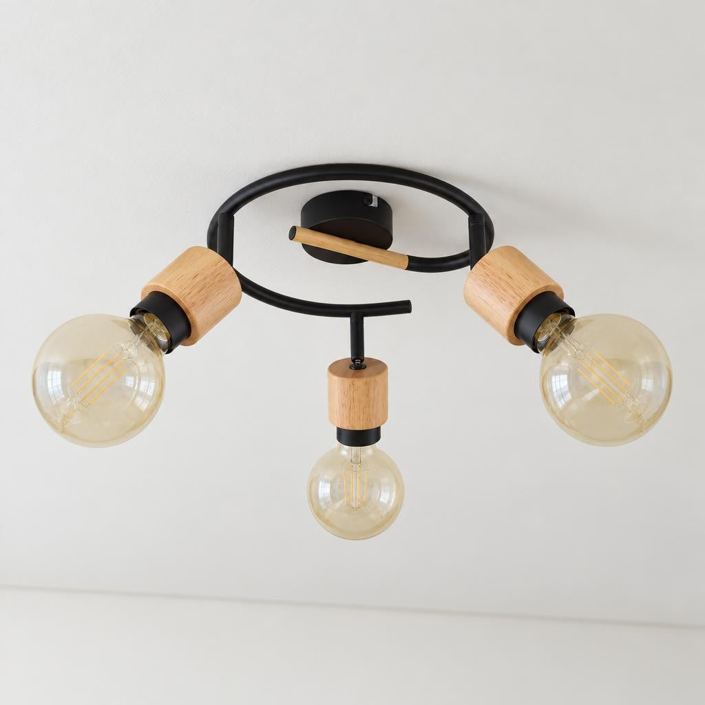 Faretto da soffitto 3 luci nero/naturale Obolg Jorna – foto d'ambiente