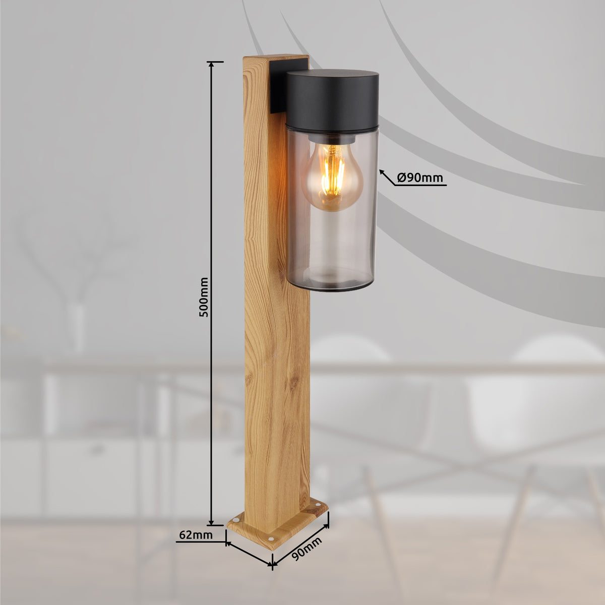 Piccola lampada da esterno in vetro color legno – immagine 10