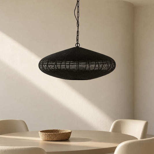 Svart rund hänglampa Light & Living Bahoto – miljöbild