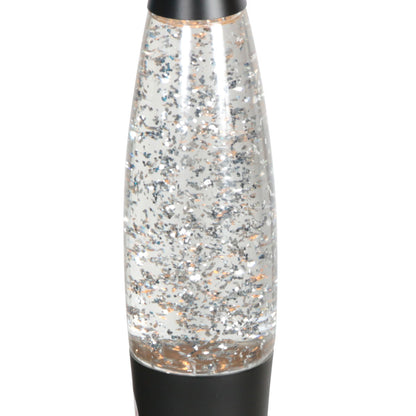Retro lampa lawowa z brokatem Mexlite Volcan, czarna – zdjęcie 5