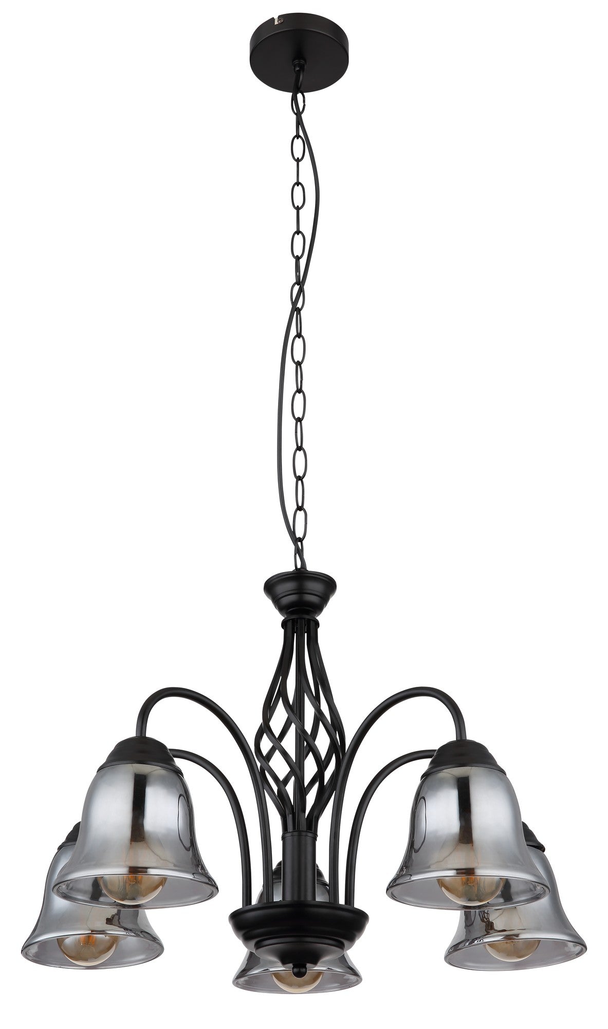 Lampadario a 5 luci in vetro nero d'atmosfera – immagine 1