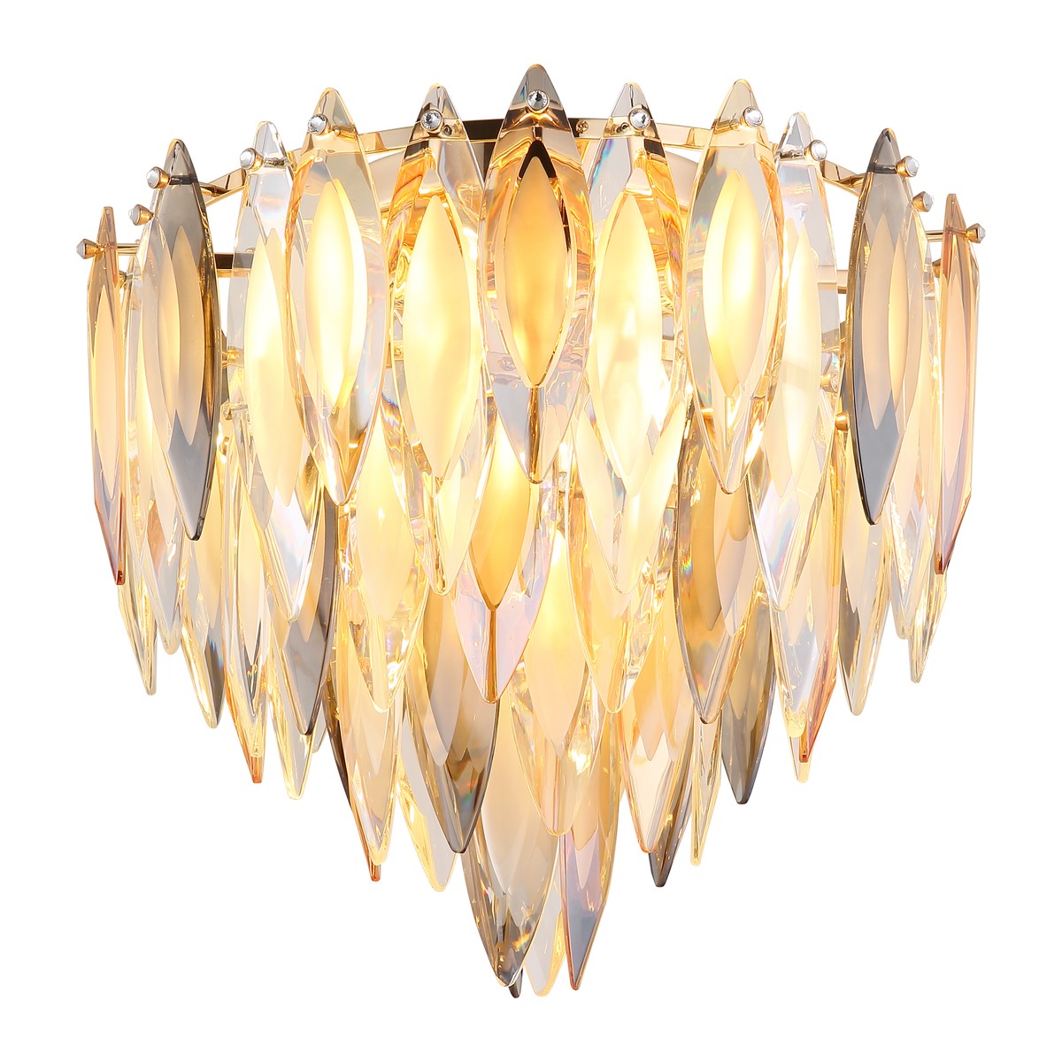 Luz de teto cristalina dourada de 5 lâmpadas