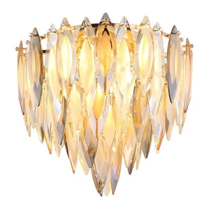 Luz de teto cristalina dourada de 5 lâmpadas