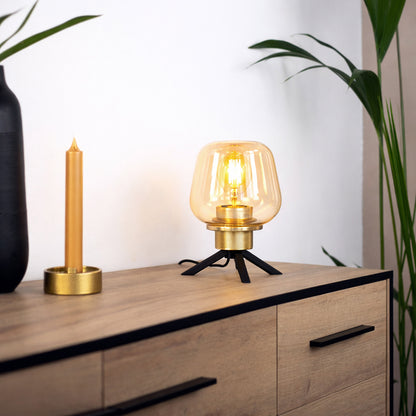 Messing tafellamp met amberkleurig glas Steinhauer Reflexion – afbeelding 2