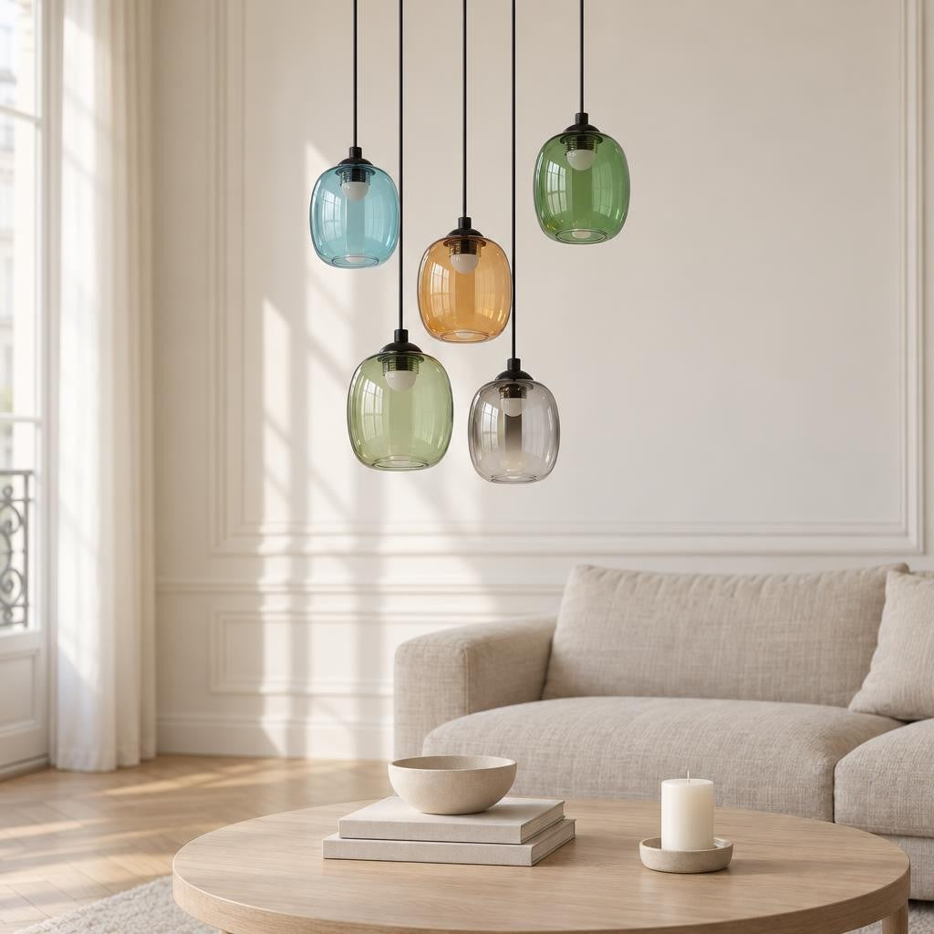 MINARA Multicolour Glass Pendant Light – lifestyle image