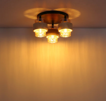 Lampadario elegante nero in vetro a 3 luci – immagine 2